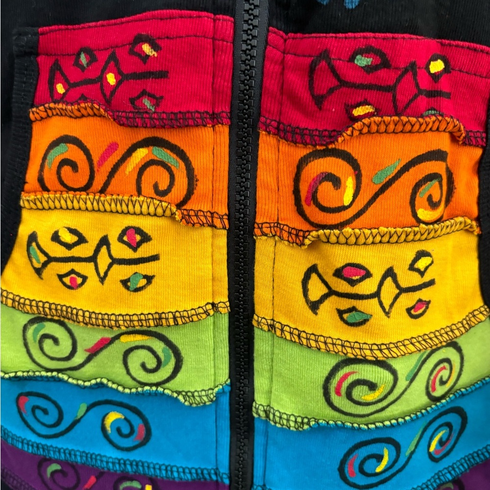 Colorful Embroidered Zip-Up Jacket